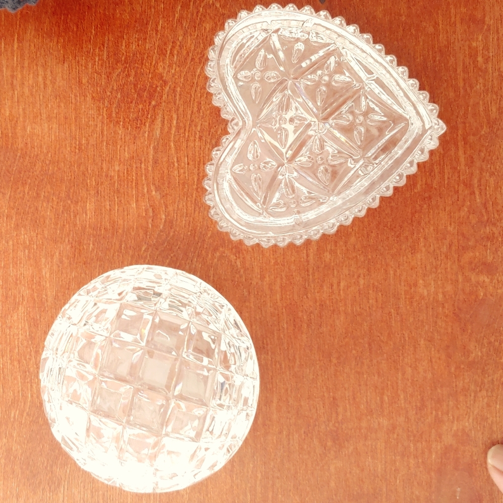 Bundle of Glass pressed trinket jeweler boxes.